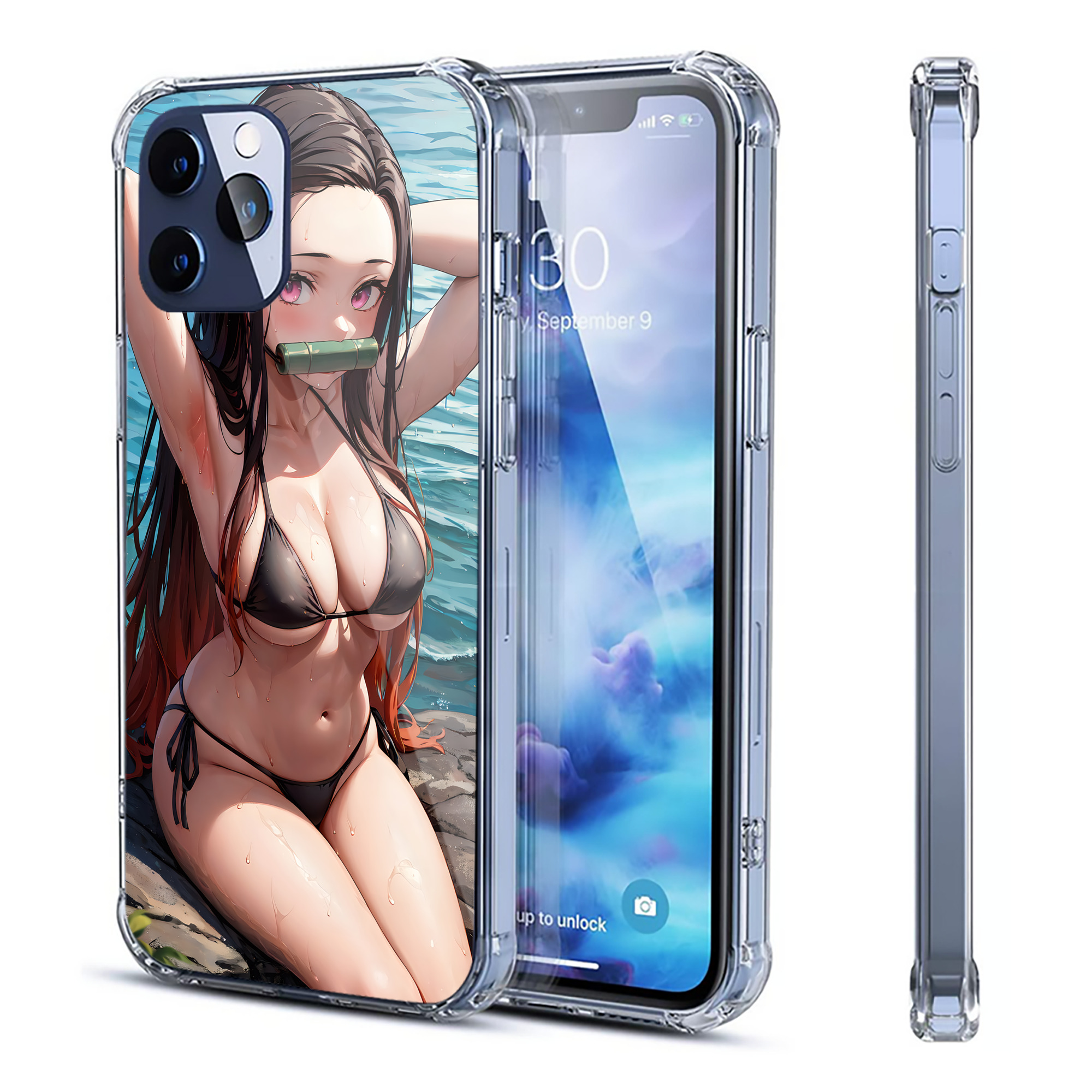 （画像用） 鬼滅の刃（きめつのやいば）竈門 禰󠄀豆子／かまど ねずこ Kamado Nezuko 【iPhone 12シリーズ対応】透明スマホケース（クリアソフトケース）
